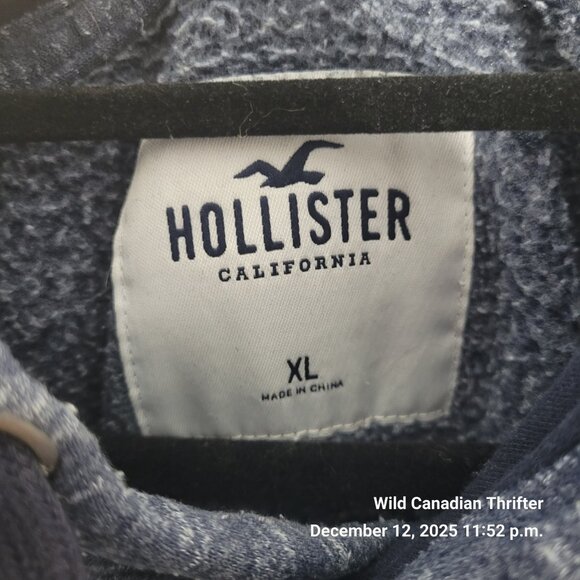 Hollister XL Navy Pullover Hoodie Logo Sleeve American Flag Graphic - Picture 4 of 8
